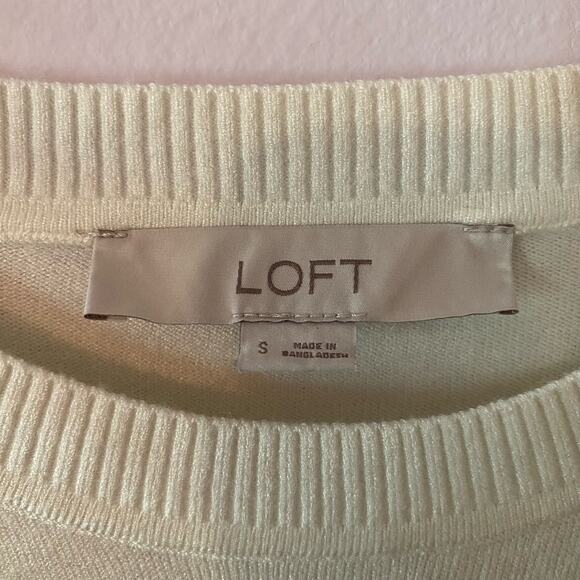 NWOT LOFT Women's size Small White Green Blue Striped Lightweight Sweater - Picture 2 of 8